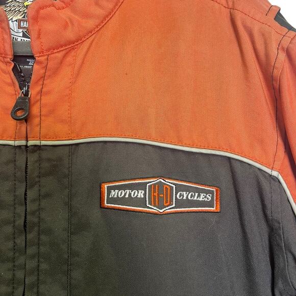 Harley Davidson 2008 Jacket Size Medium Orange Black Long Sleeve Lightweight - Picture 5 of 16